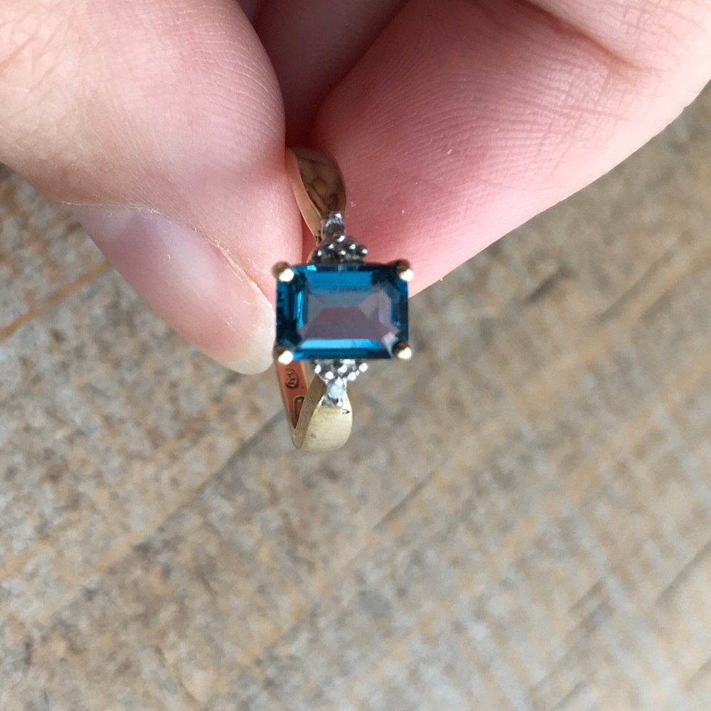 Emerald Cut London Blue Ring